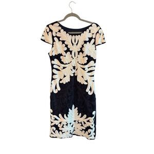 Frank Lyman Womens Navy White Embroidered Sheath Dress & Sheer Bolero Set Sz 10